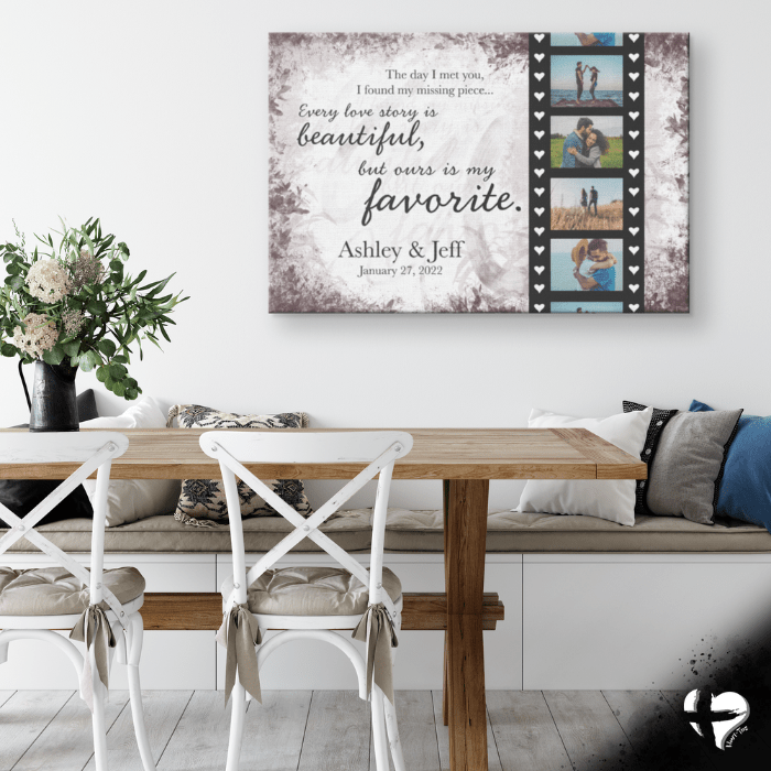 Ours Is My Favorite Love Story - Personalized Photos Canvas Art THG#292CW Wall Art