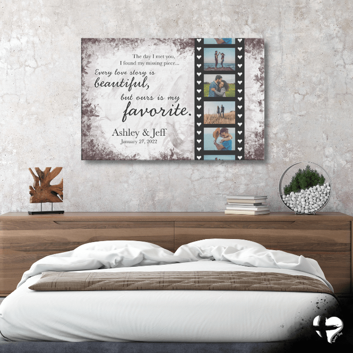 Ours Is My Favorite Love Story - Personalized Photos Canvas Art THG#292CW Wall Art