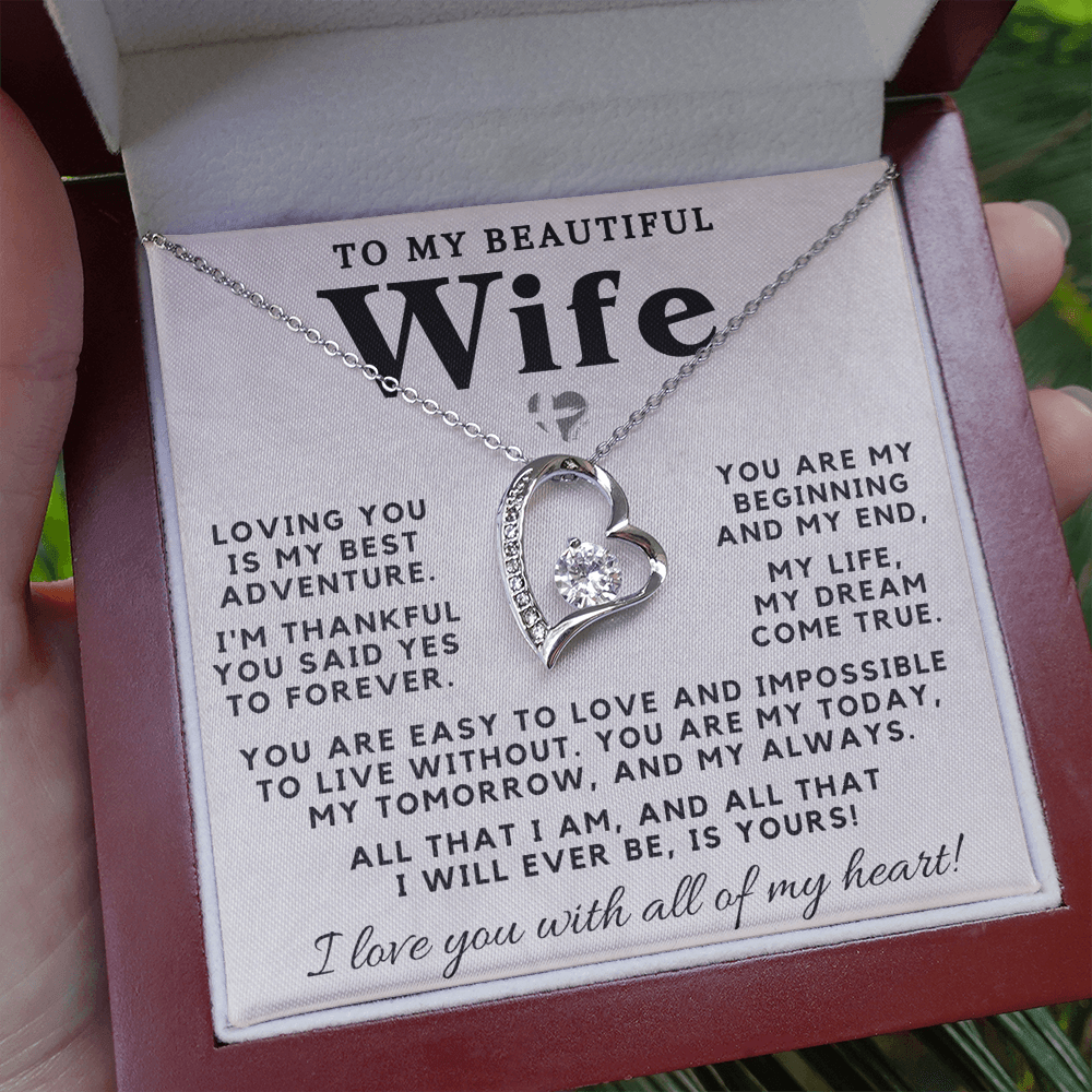 My Wife - My Best Adventure - Forever Love Heart Necklace HGF#98FLb Jewelry