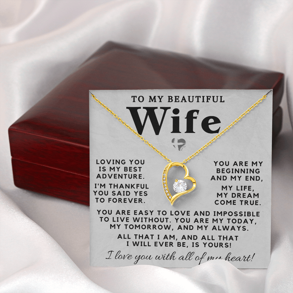 My Wife - My Best Adventure - Forever Love Heart Necklace HGF#98FLb Jewelry
