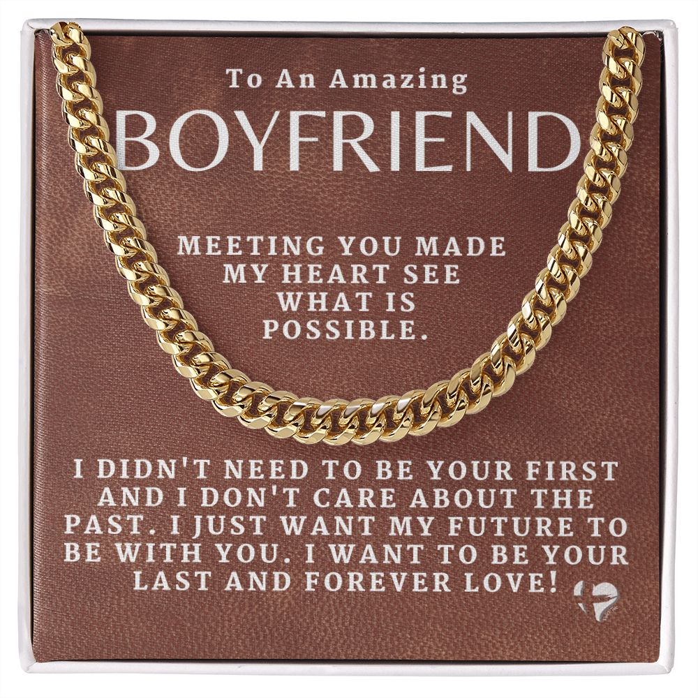 To My Boyfriend - Last and Forever Love - Cuban Chain HGF#189CC Jewelry 14K Gold Coated Standard Box