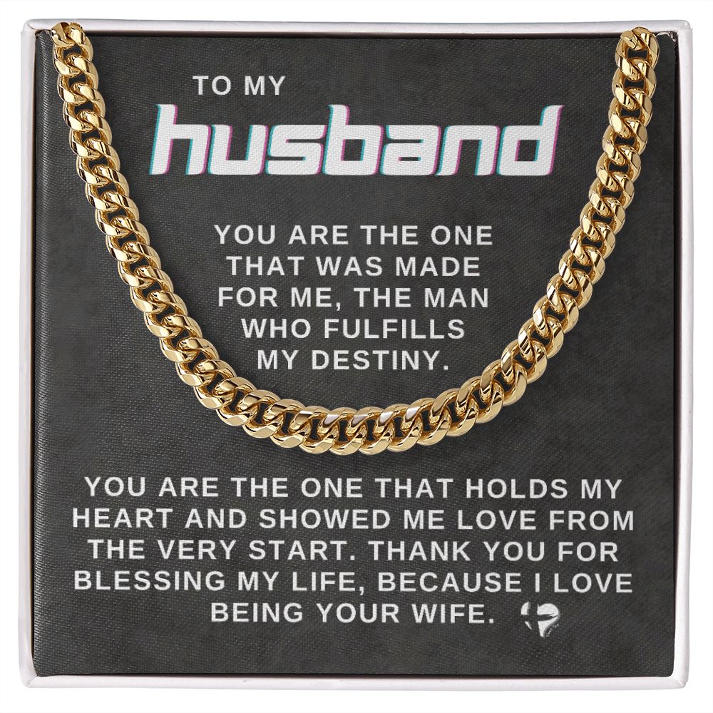 Husband - You're The One - Cuban Chain HGF#025CC2v3 Jewelry 14K Gold Coated Standard Box