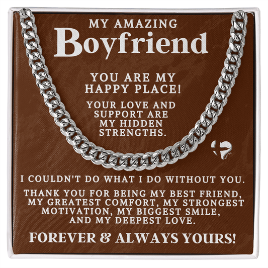 Boyfriend - My Happy Place - Cuban Chain2 Necklace Jewelry Stainless Steel Standard Box