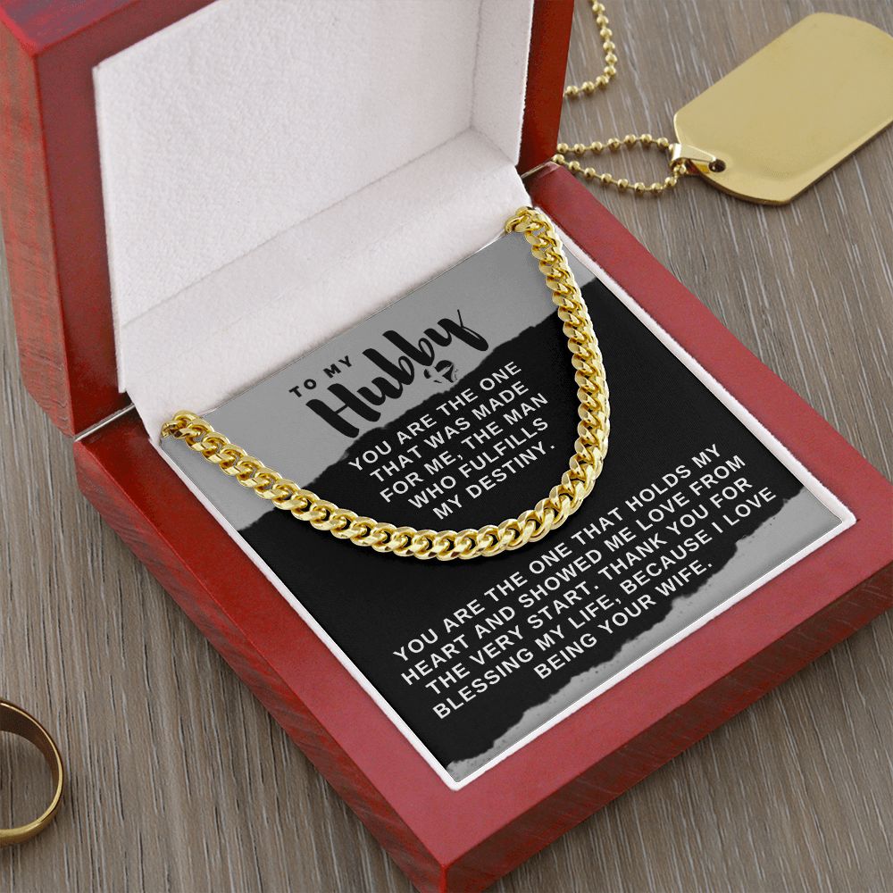 Hubby - You're The One - Cuban Chain Necklace HGF#025CC2v2 Jewelry 14K Gold Coated Luxury Box