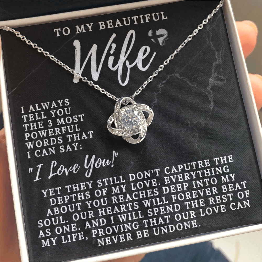 Wife - The 3 Most Powerful Words - Love Knot HGF#106LKSG Jewelry