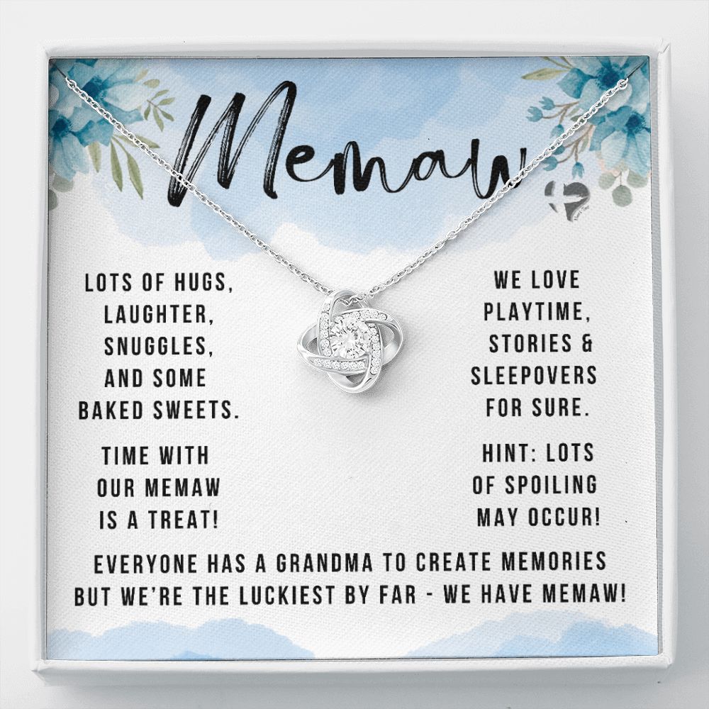 Memaw - The Luckiest By Farpng Love Knot S&G HGF#149LK Jewelry 14K White Gold Finish Standard Box