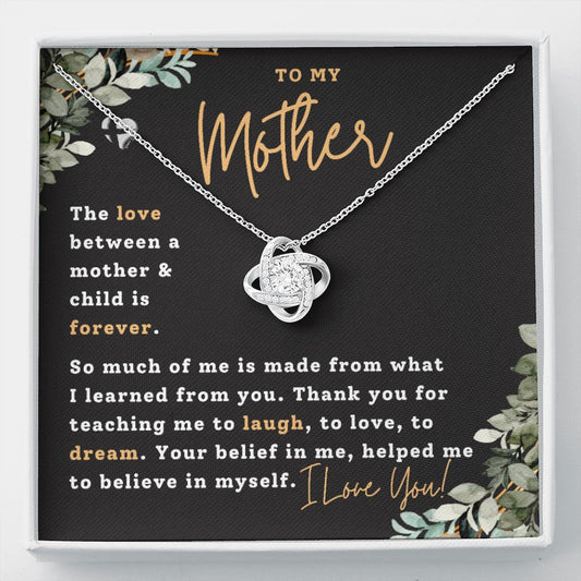 Mother Necklace - Made From You - Love Knot HGF#178LK Jewelry 14K White Gold Finish Standard Box