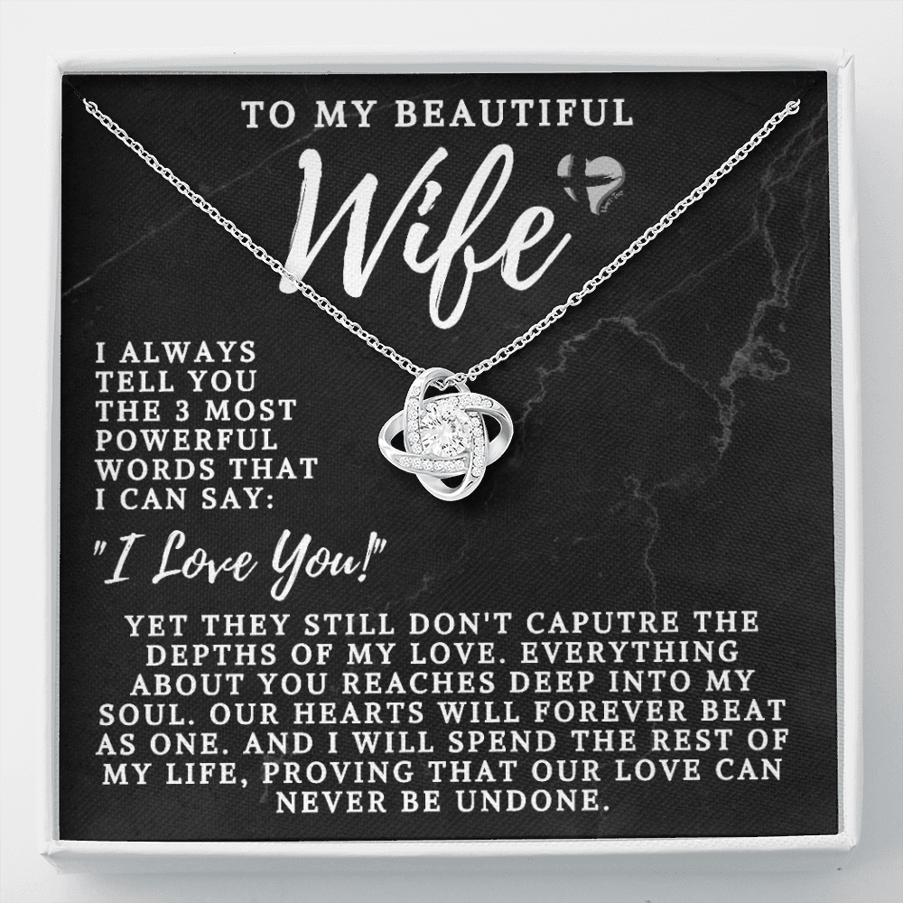 Wife - The 3 Most Powerful Words - Love Knot HGF#106LKSG Jewelry 14K White Gold Finish Standard Box