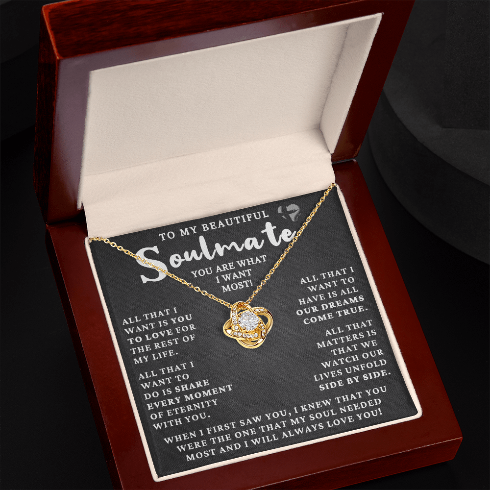 Soulmate - What I Want Most - Love Knot S&G HGF#139LK Jewelry 18K Yellow Gold Finish Luxury Box