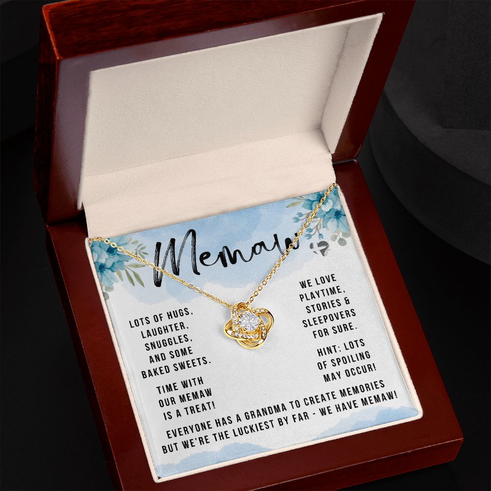 Memaw - The Luckiest By Farpng Love Knot S&G HGF#149LK Jewelry 18K Yellow Gold Finish Luxury Box