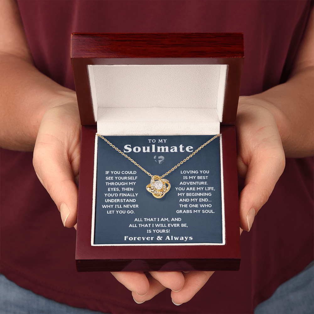 To My Soulmate - The One Who Grabs My Soul - Love Knot HGF#128LK Jewelry 18K Yellow Gold Finish Luxury Box