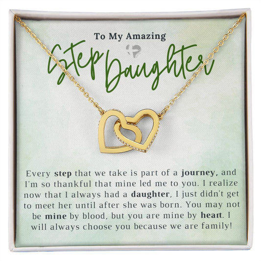 Step Daughter - My Journey Led To You - Interlocking Hearts HGF#201IH Jewelry 18K Yellow Gold Finish Standard Box