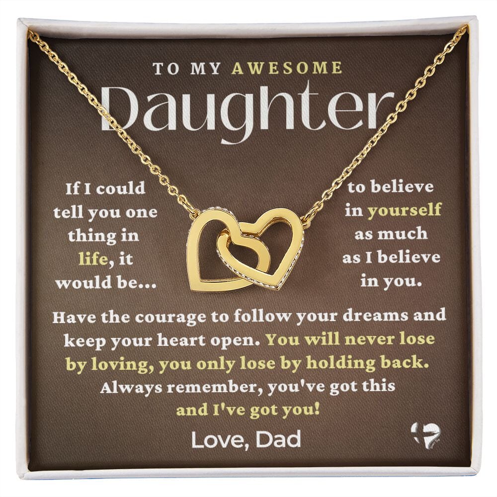 Daughter From Dad - You've Got This - Interlocking Hearts Necklace HGF#229IHv3 Jewelry 18K Yellow Gold Finish Standard Box