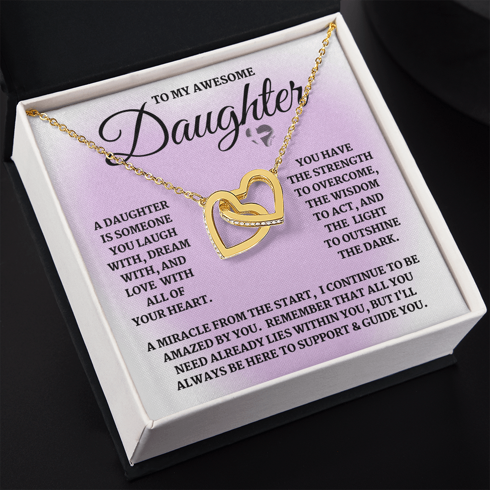 Daughter - Laugh, Dream, Love - Interlocking Hearts S&G HGF#124IHb2 Jewelry