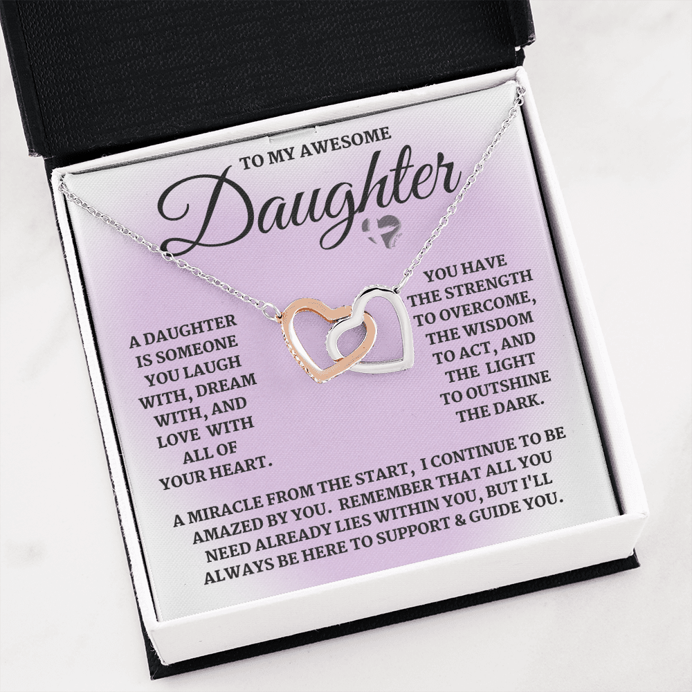 Daughter - Laugh, Dream, Love - Interlocking Hearts S&G HGF#124IHb2 Jewelry