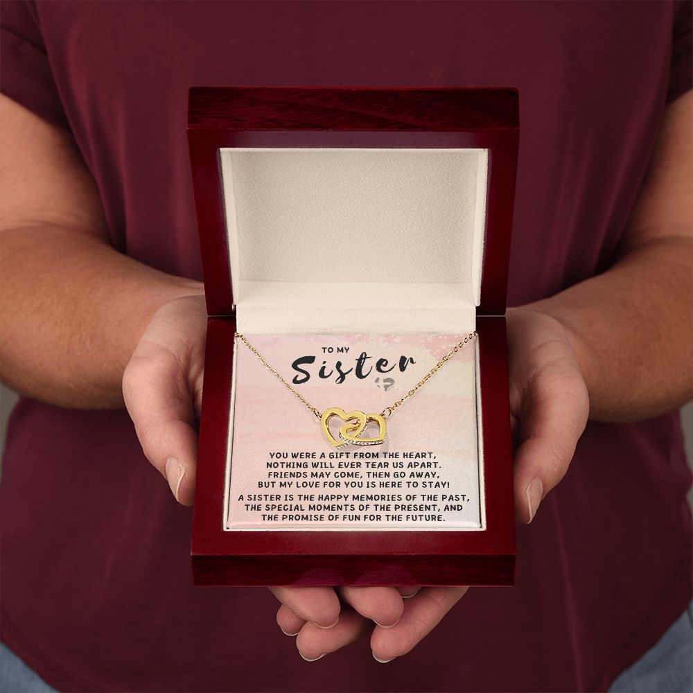 Sister - A Gift From The Heart - Interlocking Hearts HGF#174IH Jewelry 18K Yellow Gold Finish Luxury Box