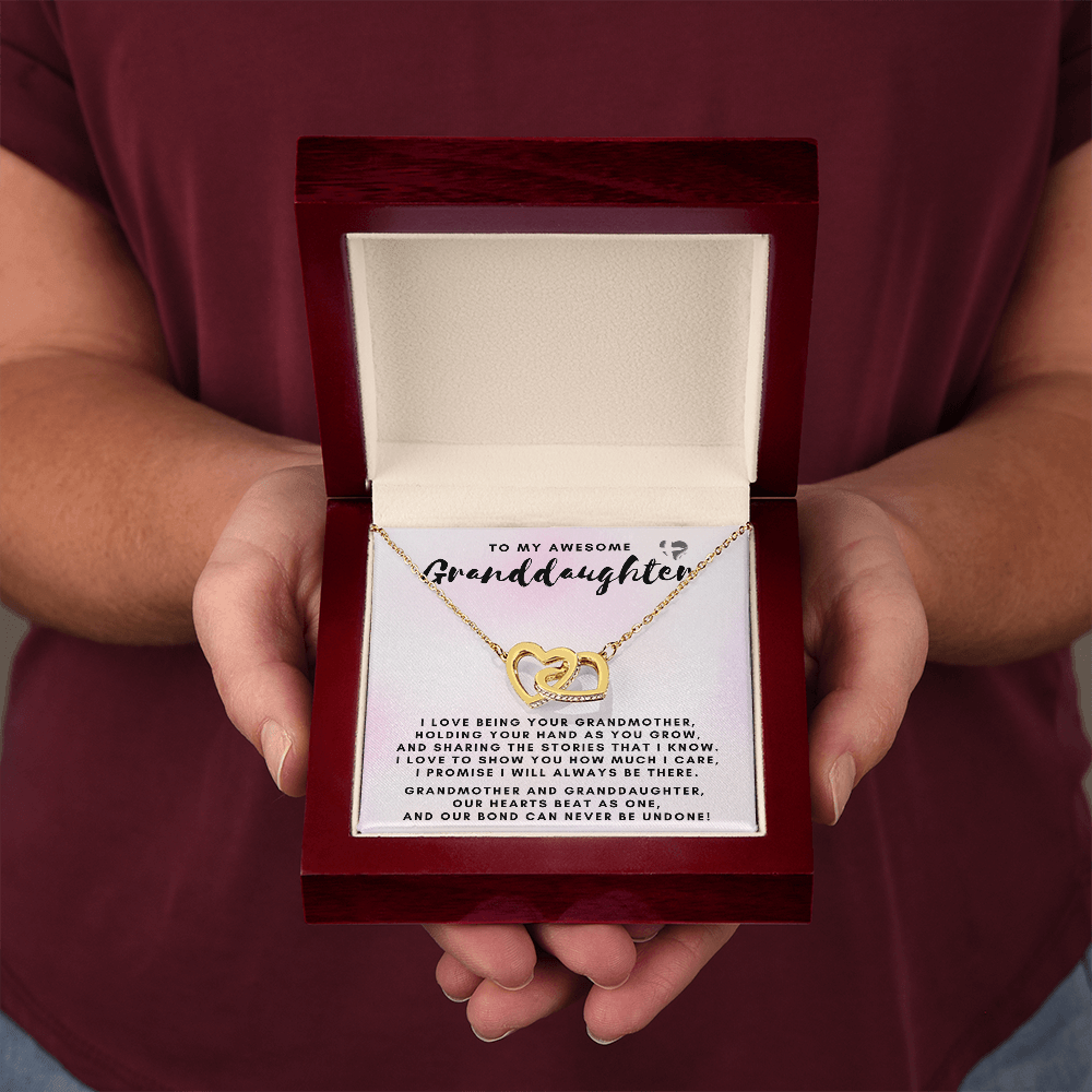 Granddaughter - Our Bond Never Undone - Interlocking Hearts S&G HGF#130IH Jewelry 18K Yellow Gold Finish Luxury Box