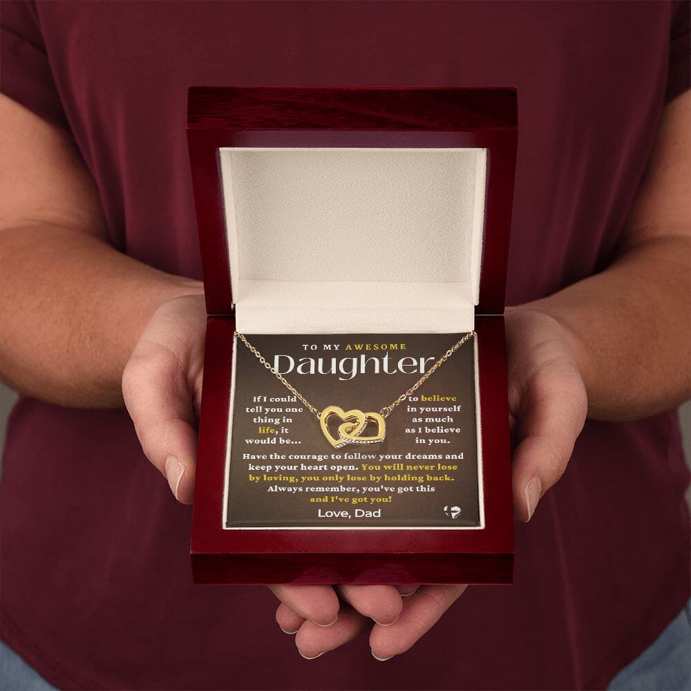 HGF#229IHv2 Daughter - You've Got This pop Interlock Hearts S&G Jewelry 18K Yellow Gold Finish Luxury Box