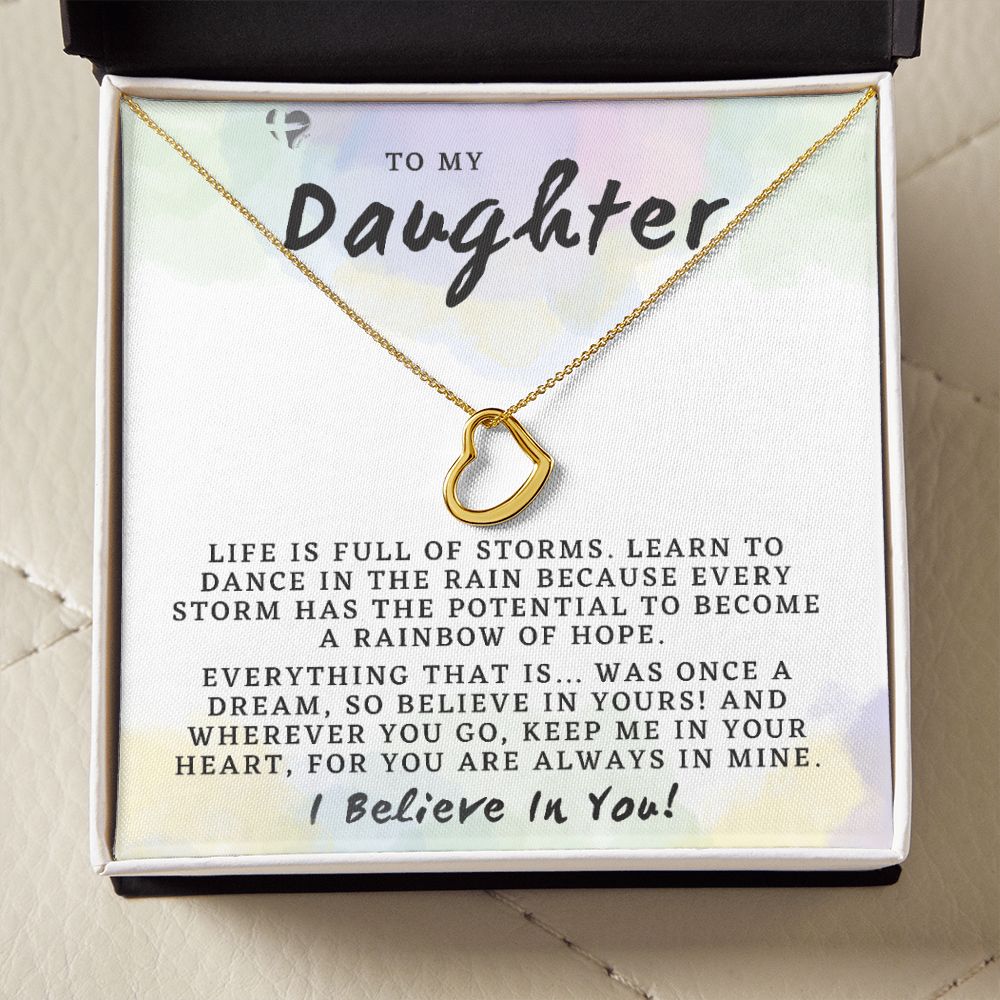 Daughter - Rainbow of Hope - Delicate Heart HGF#202DH Jewelry 18k Yellow Gold Finish Standard Box