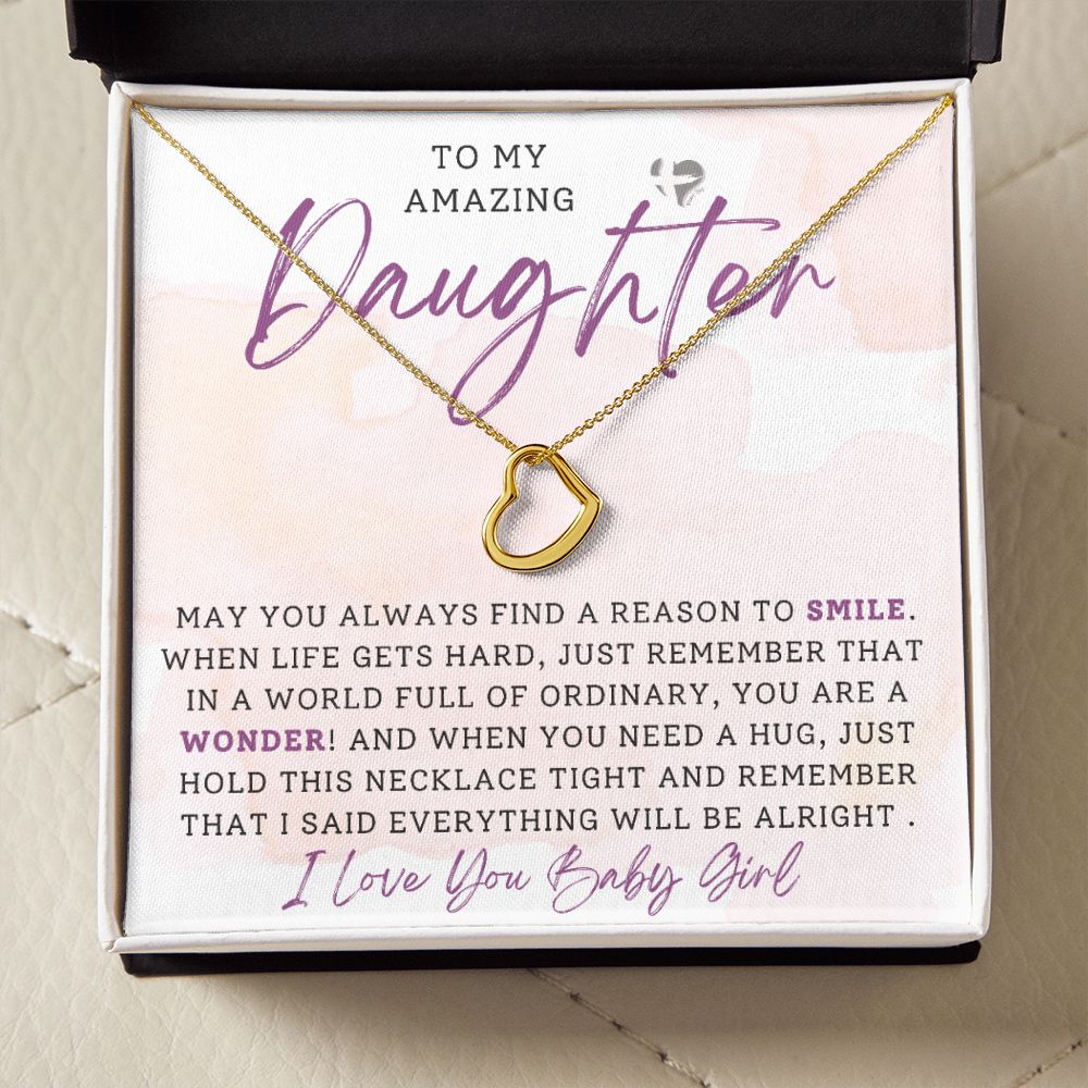 Amazing Daughter - You're A Wonder - Delicate Heart HGF#196DH Jewelry 18k Yellow Gold Finish Standard Box