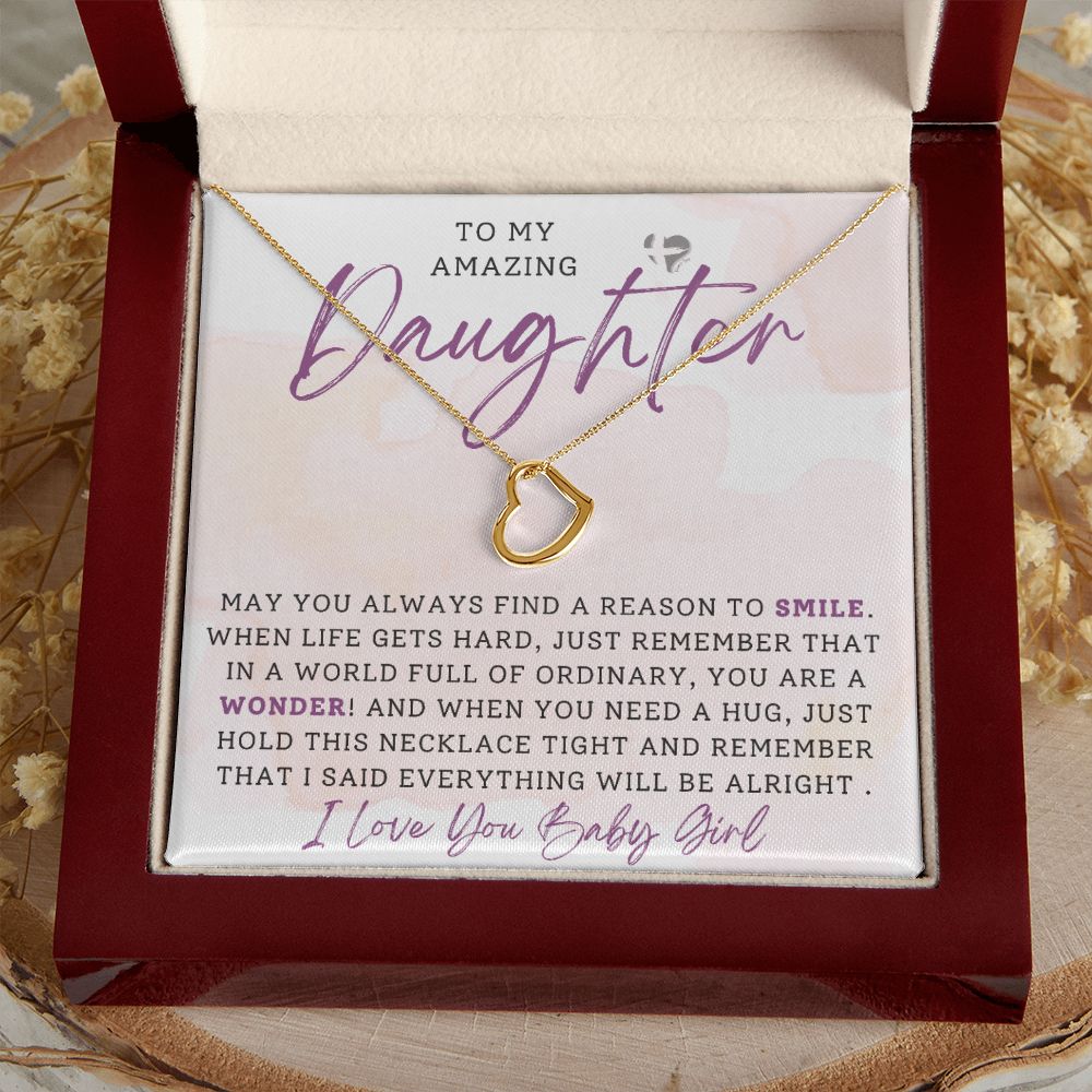 Amazing Daughter - You're A Wonder - Delicate Heart HGF#196DH Jewelry 18k Yellow Gold Finish Luxury Box