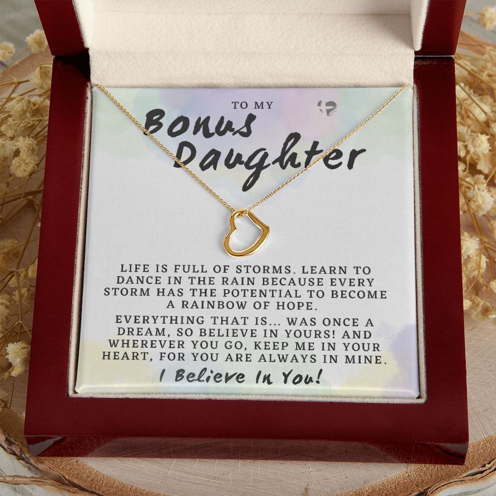 Bonus Daughter - Rainbow Dreams - Delicate Heart HGF#203DH Jewelry 18k Yellow Gold Finish Luxury Box
