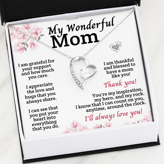 Wonderful Mom Heart Pendant Custom 14k White Gold Finish Standard Box