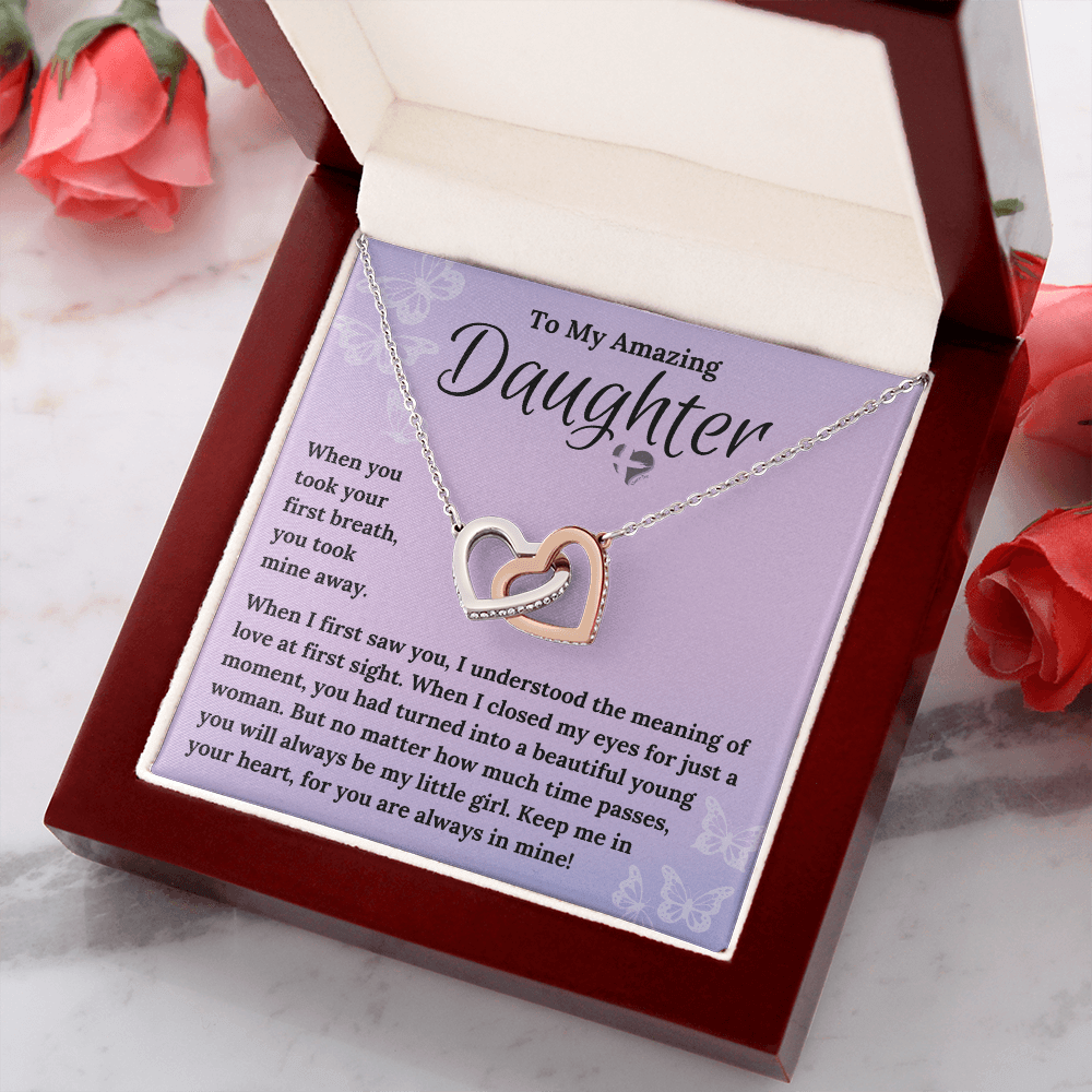 Daughter - You Took My Breath Away - Interlocking Hearts HGF#102IHb Jewelry