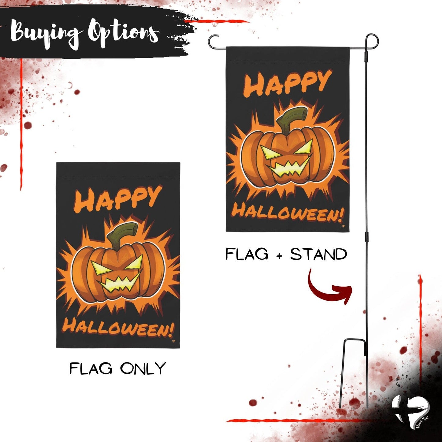 Garden Flag - Happy Halloween Pumpkin Garden & Stepping Stones No Stand