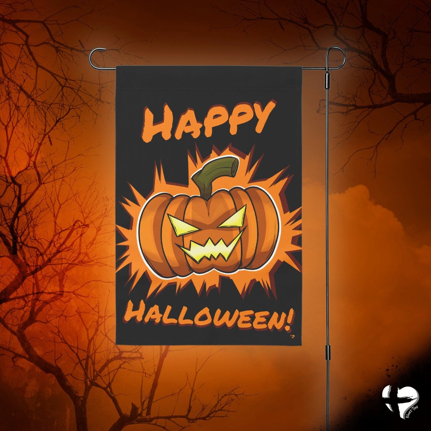Garden Flag - Happy Halloween Pumpkin Garden & Stepping Stones