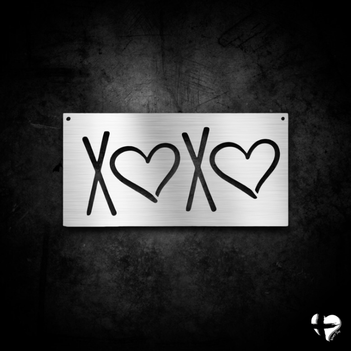 XOXO Laser Cut Metal Sign Custom Silver 12"