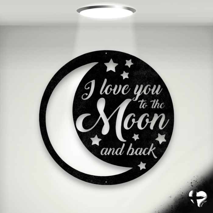 To the Moon and Back Laser Cut Metal Sign Custom Black 12"