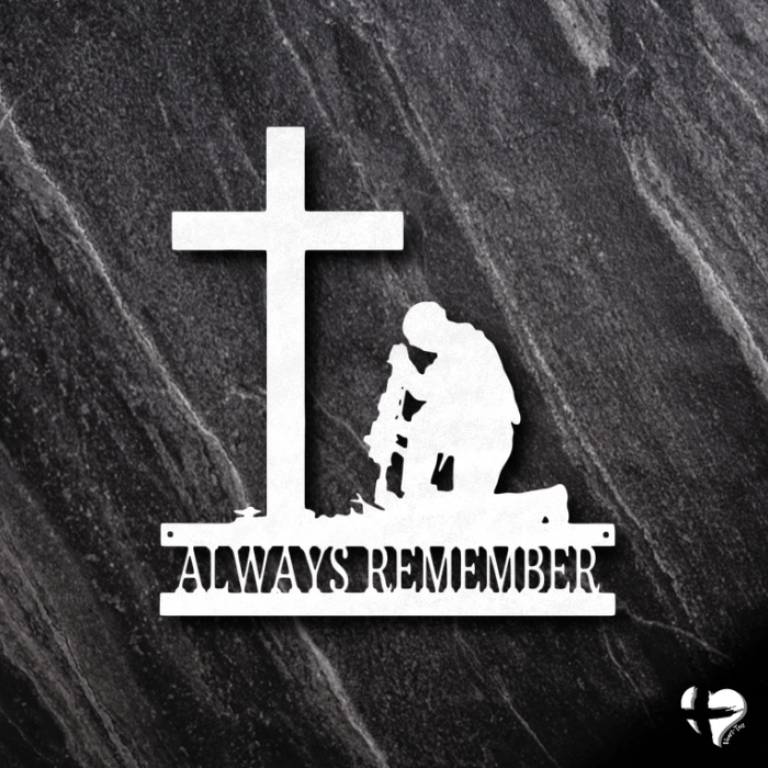 Kneeling Soldier Memorial | Fallen Hero Custom White 12"