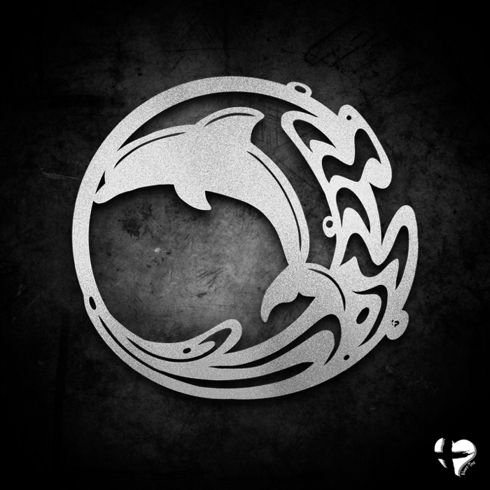 Dolphin Art Metal Sign Wall Art Silver 12 Inch