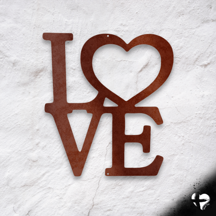 Classic Love Steel Sign Custom Copper 12"