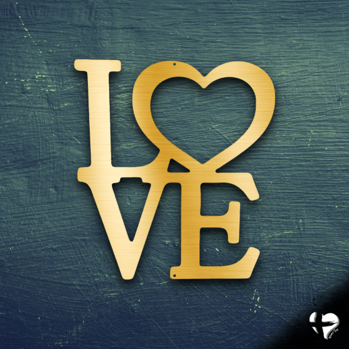 Classic Love Steel Sign Custom Gold 12"