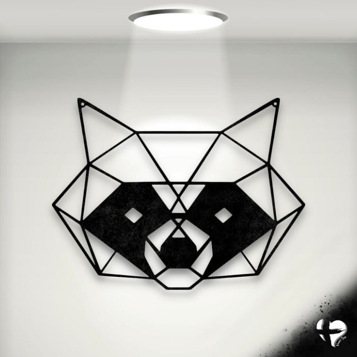 Geometric Raccoon Wall Decor custom Black 12"