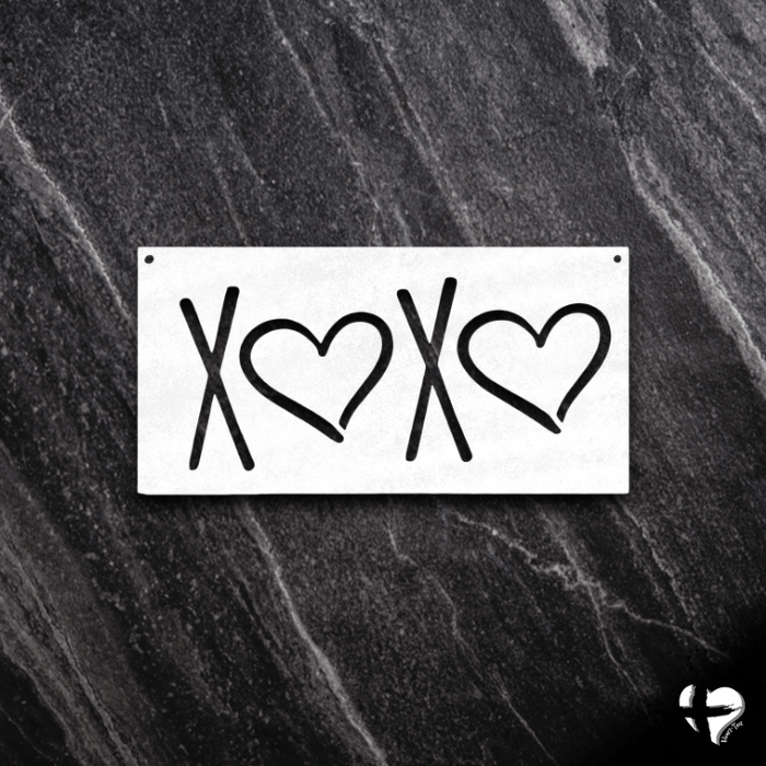 XOXO Laser Cut Metal Sign Custom White 12"