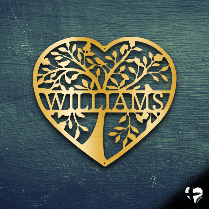 Heart Family Tree Art Custom Gold 12"