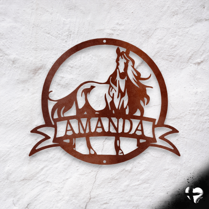 Majestic Horse Monogram Metal Sign custom Copper 12"