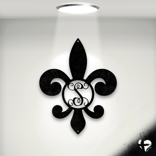 Personalized Fleur De Lis Sign Wall Art Black 12"