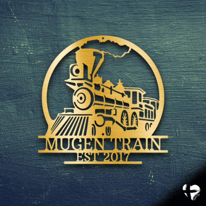 Old Fashion Steam Engine Train Monogram Custom Gold 12"
