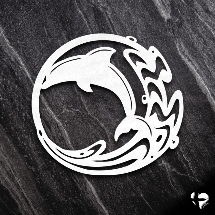 Dolphin Art Metal Sign Wall Art White 12 Inch