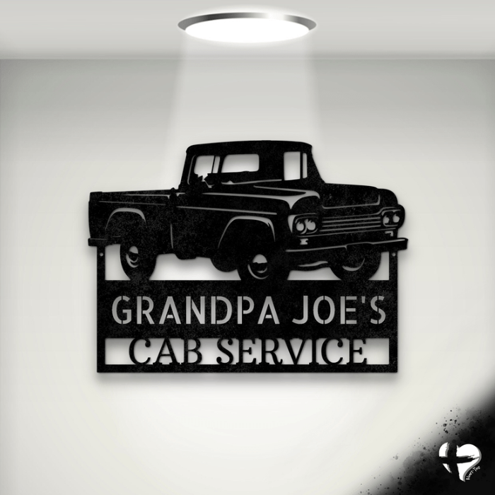 Pickup Truck Monogram Sign Custom Black 12"