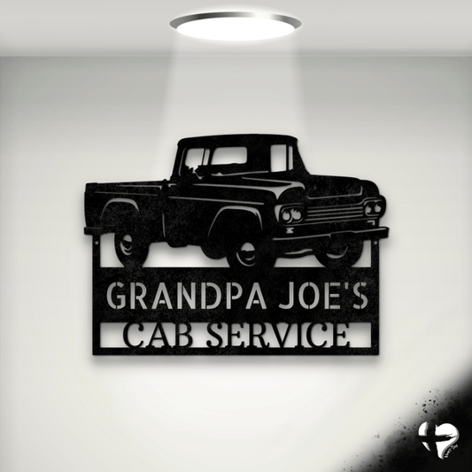 Pickup Truck Monogram Sign Custom Black 12"