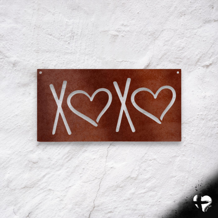 XOXO Laser Cut Metal Sign Custom Copper 12"