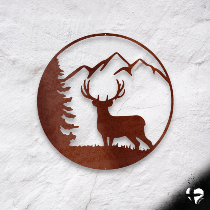 Graceful Deer In Nature Sign Custom Copper 12"