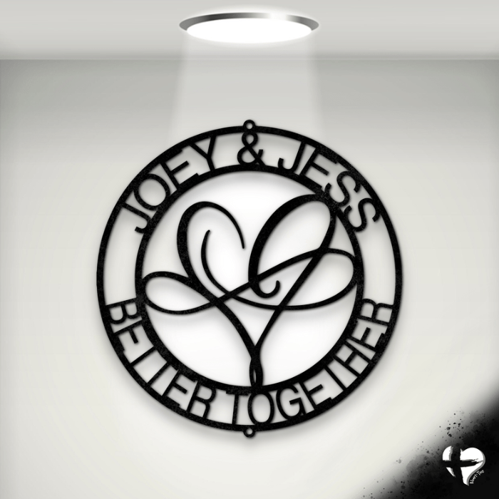 Infinite Love Monogram Steel Sign Custom Black 12"