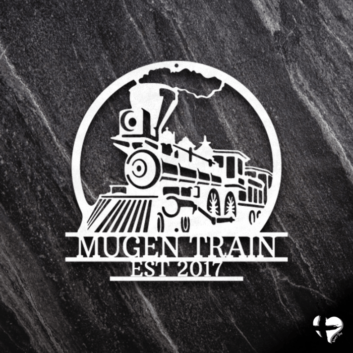 Old Fashion Steam Engine Train Monogram Custom White 12"