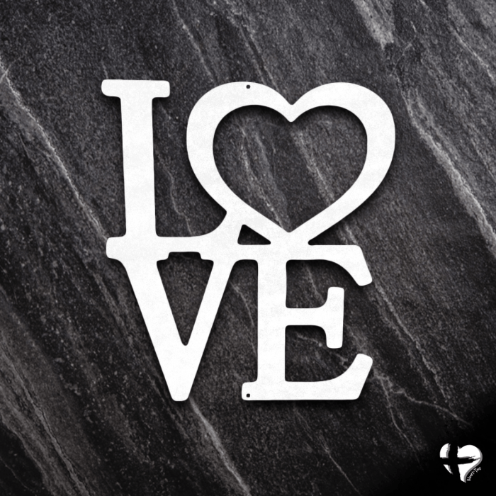 Classic Love Steel Sign Custom White 12"